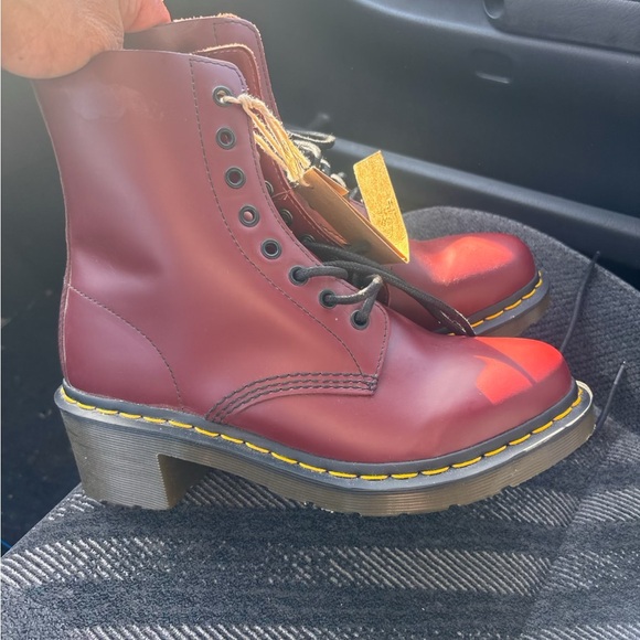 Dr. Martens Burgundy Leather Boots - Picture 2 of 3